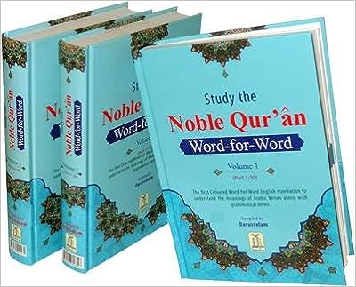 The Noble Quran Word for Word  3 Volume Colour